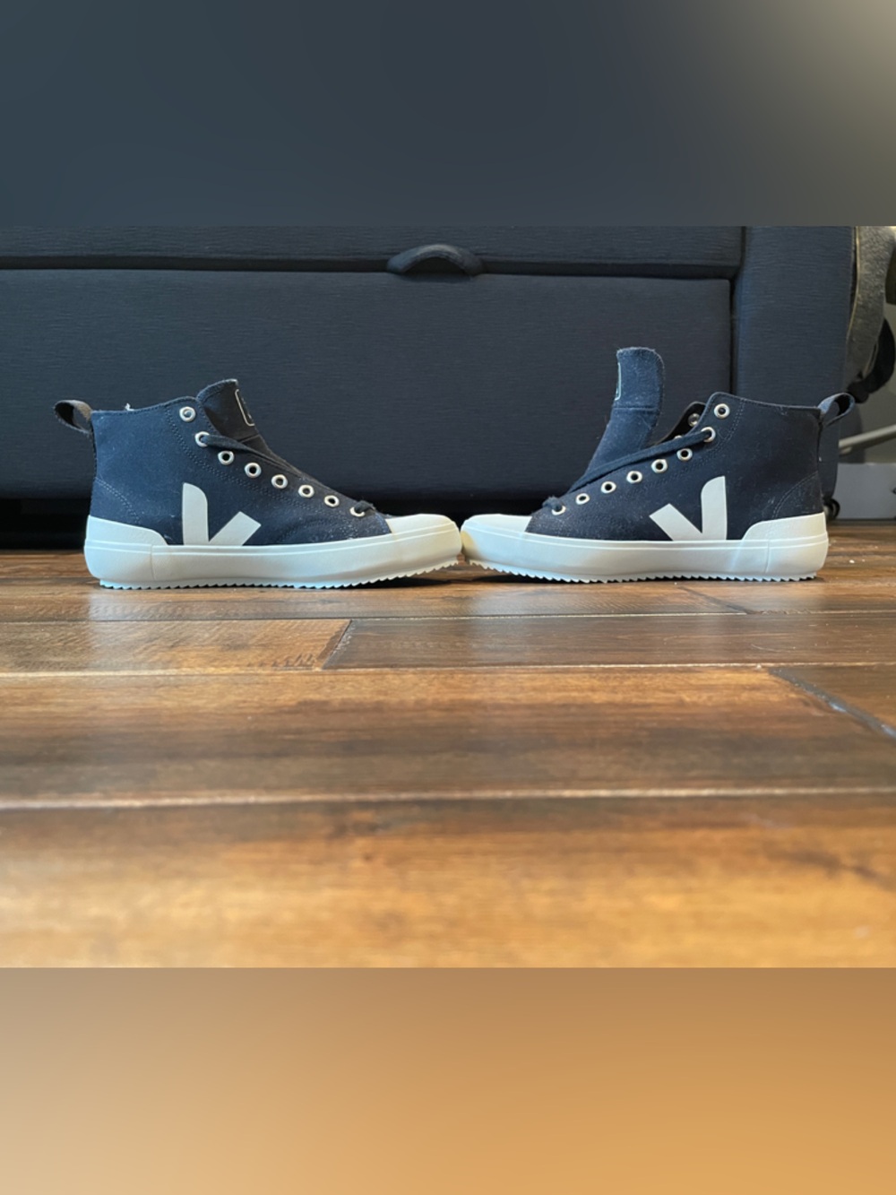 New Veja High-Top Sneakers in black and cream